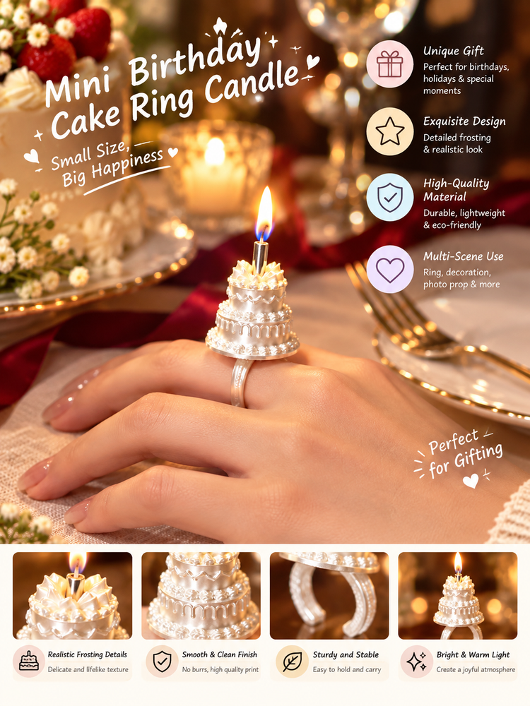 Mini Birthday Cake Candle Ring | Wearable Celebration Candle Holder