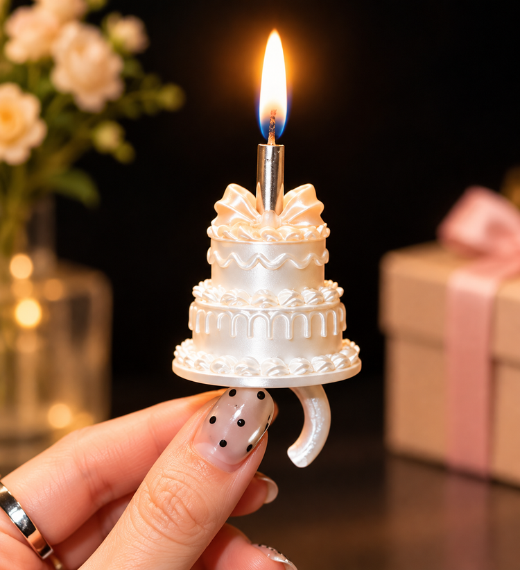 Mini Birthday Cake Candle Ring with Polka-Dot Details